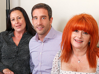 This salesman is getting lucky with two horny cougars
