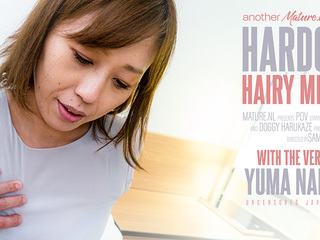 Fucking hairy MILF Yuma Nakamura in POV style in bed