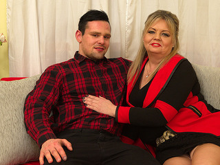 Hairy mature BBW fooling around with her toy boy