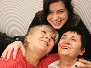 Two mature lesbians pleasing a hot young lesbian babe