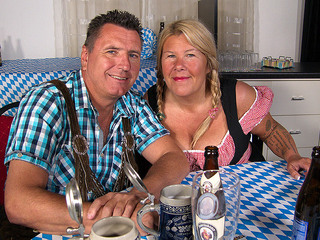 Big breasted mature waitress fucking at the Oktoberfest