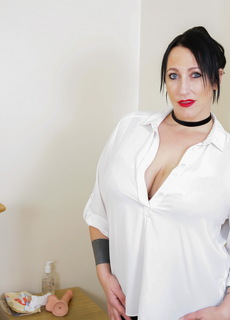 Big breasted british housewife playing alone at Mature.nl