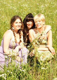 Three old and young lesbians having fun in the sun at Mature.nl